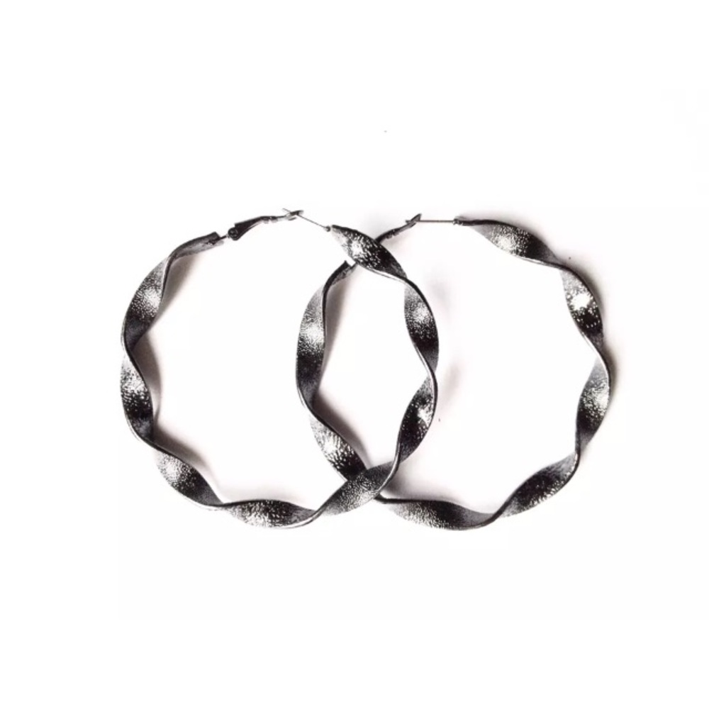 BCBGeneration HOOP EARRINGS SPIRAL GUNMETAL-TONE